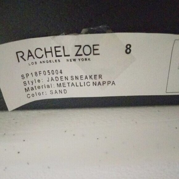 NIB Rachel Zoe "Jaden" Leather Sneakers S8 Sand Metallic Silver Gold MRP $248 - Picture 10 of 12
